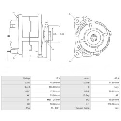 Alternador sustituye 100210-2221 / 100210-2810 / 100210-2840