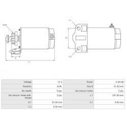 Démarreur remplace 50-859377T / 50-884044T / 50-888161T / 50-893888T