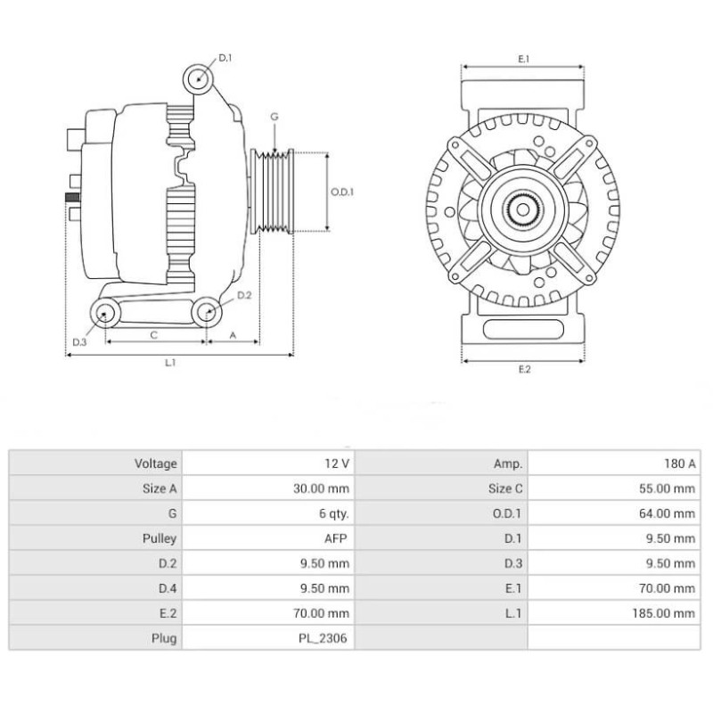 Alternador sustituye FG20S030 / 06E903019A / 06E903019AX