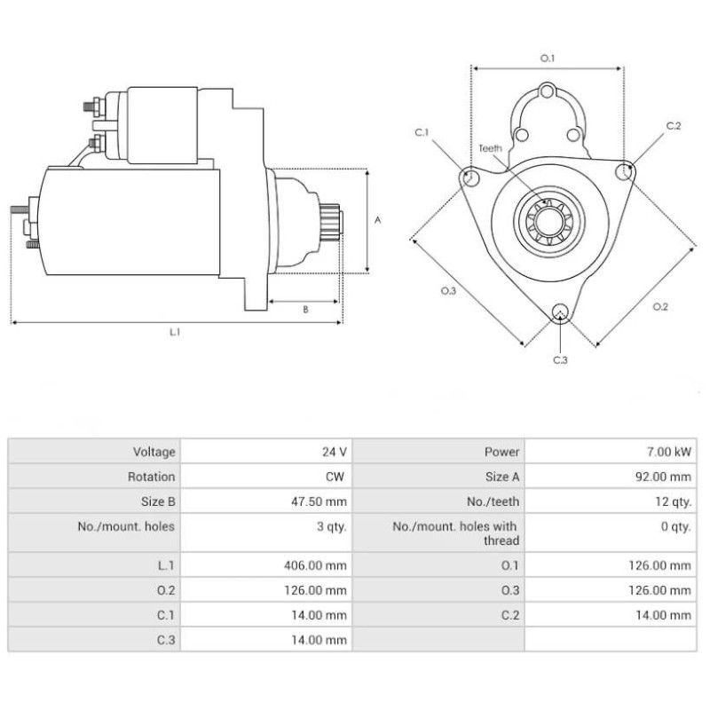 Motor de arranque sustituyeM9T85079 / 2035082 / 2777873 Scania 7.0 kw
