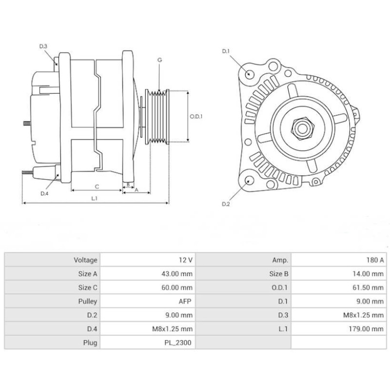 Alternateur 0121715004 remplace 01210AA47B / 0121715104 Volkswagen 180A Alternateur 0121715004 remplace 01210AA47B / 0121715104 Volkswagen 180A