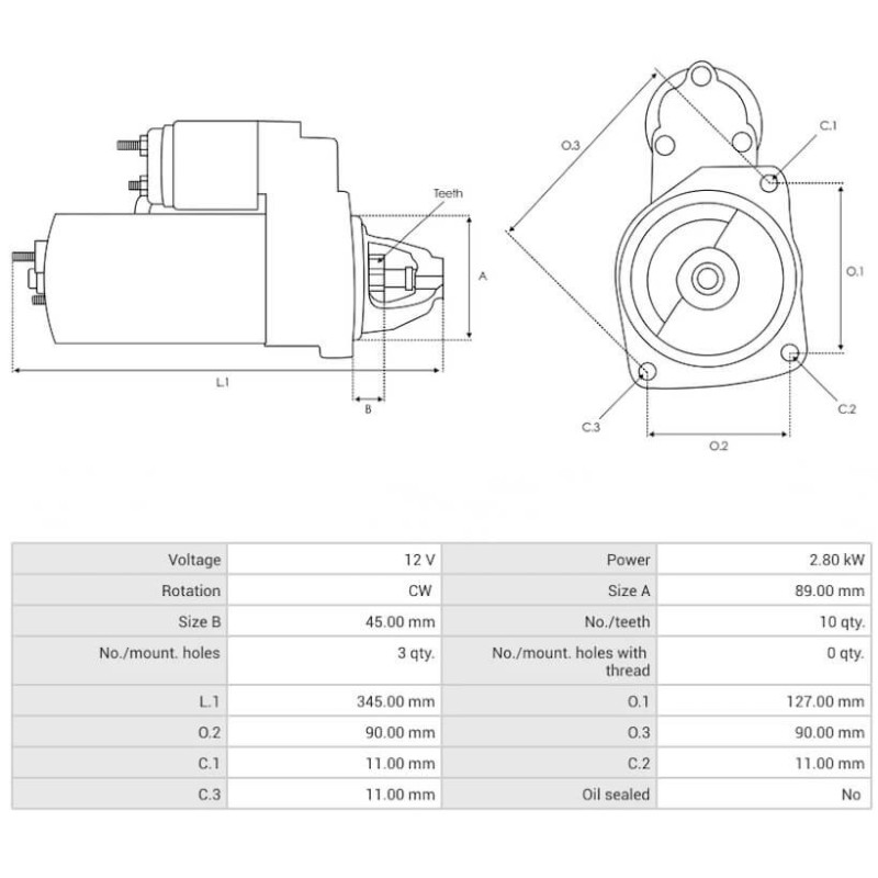 Motor de arranque sustituye6630180 / 10465349 / 10465401 / RE105298