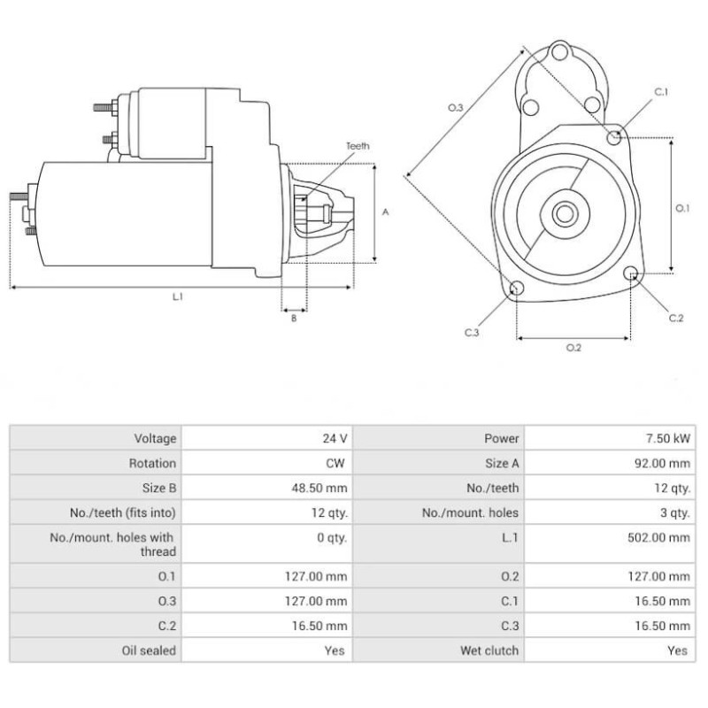 Starter replacing CATERPILLAR 0R4256 / 0R4257 / 106-8552 / 10R0399