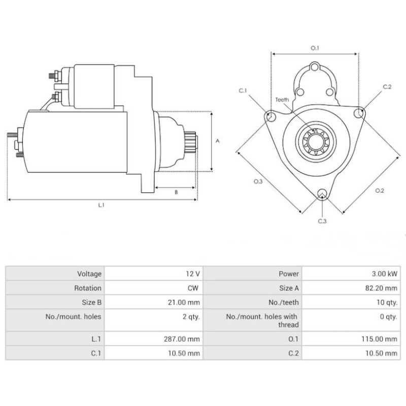 Démarreur Mitsubishi M008T55482 / M008T55482AM remplace 32B6620301