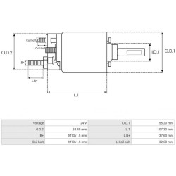 Solenoide para motor de arranque Mitsubishi M008T62671 / M009T60371 / M009T60471 / M009T60671