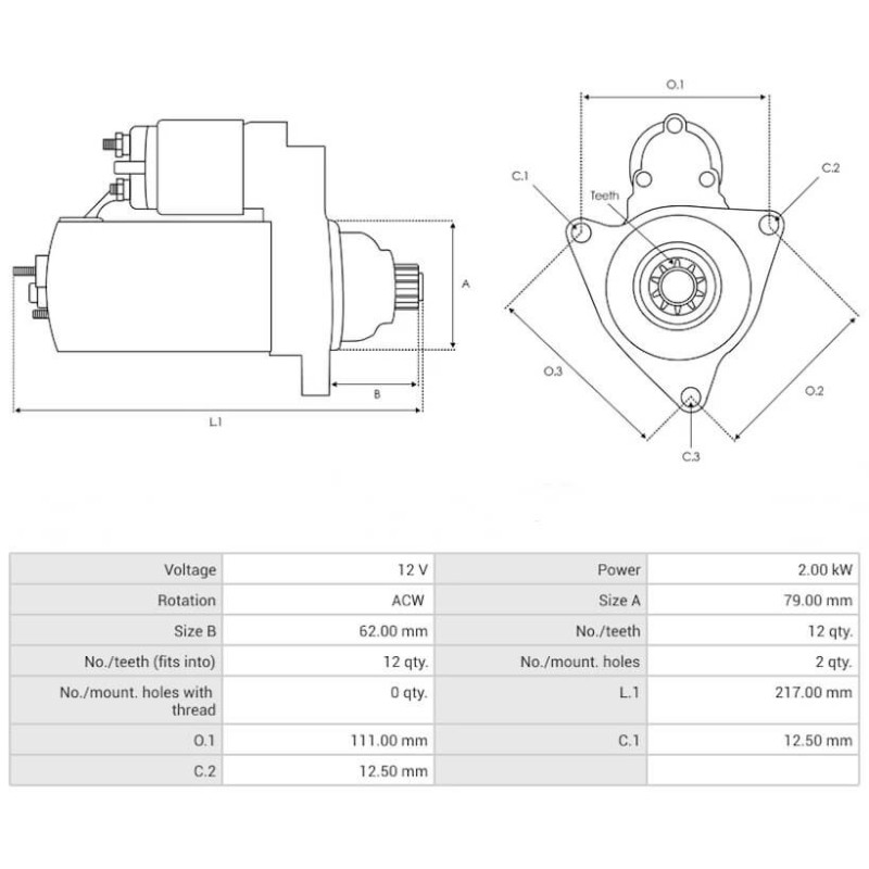Starter replacing TS18ER23 / 02M911024M / 02M911024MX Starter replacing TS18ER23 / 02M911024M / 02M911024MX