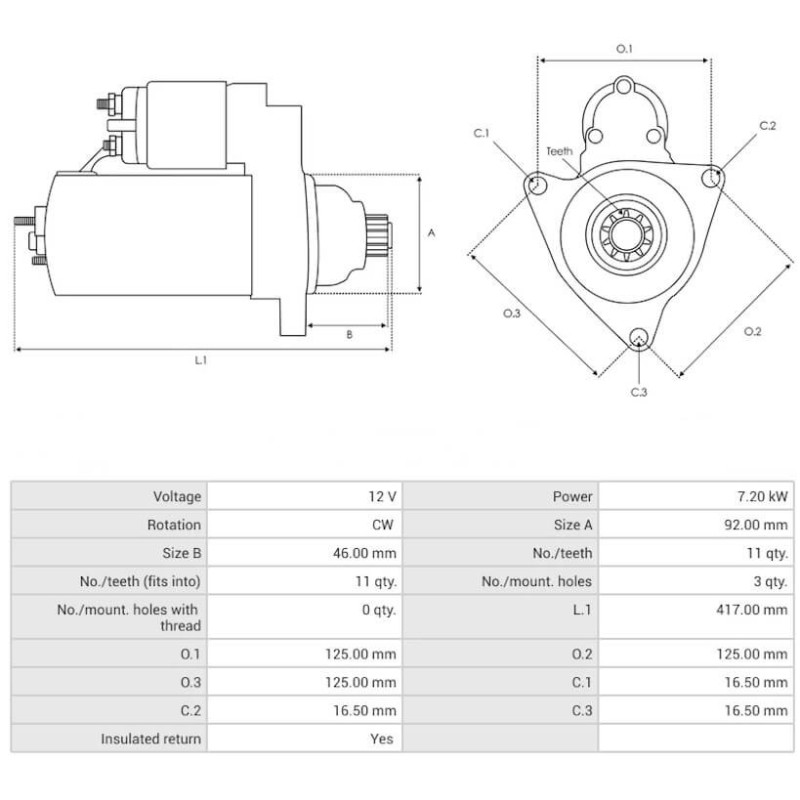 Motorino di avviamento sostituisce 19011521 / 19011529 / 19011530 / M105R2502SE
