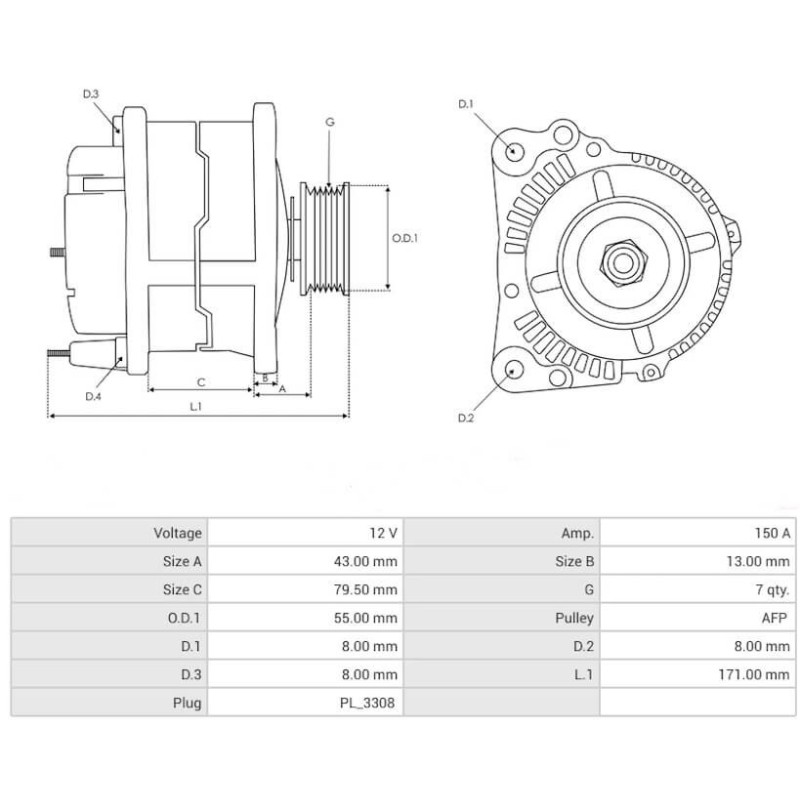 Alternator replacing A2TX2381 / 23700AA730 / 23700AA731 Subaru 150A
