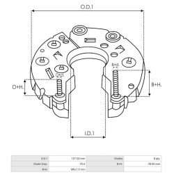 Rectificador para alternador Denso 100211-1070 / 100211-1073 / 100211-1074
