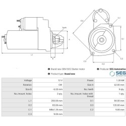 Anlasser 0001170004 ersetzt 0001112047 / 0986013850 Anlasser 0001170004 ersetzt 0001112047 / 0986013850