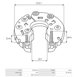 Pont de diode pour alternateur A11VI62 / A11VI81 / A13VI18 / A13VI44