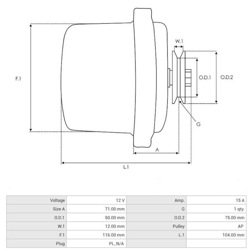 Alternador sustituye 1246600-77991 para Yanmar YM1500