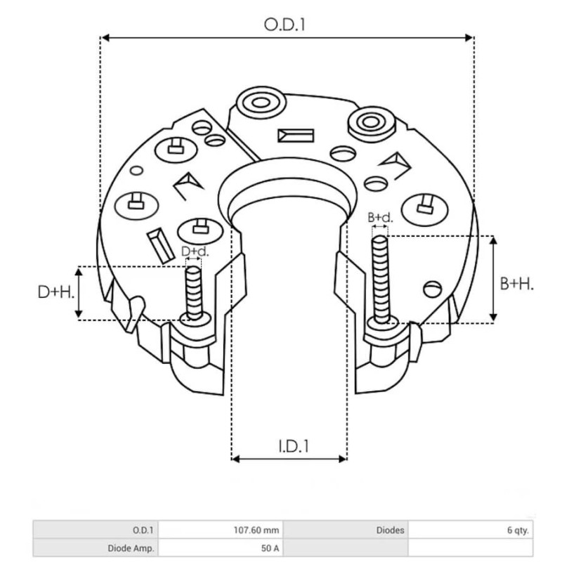Gleichrichter für lichtmaschine Delco remy 10459082 / 1117884 / 1117889