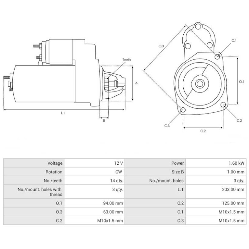 Starter replacing RSM16-12 / 2330000Q4K / 233002889
