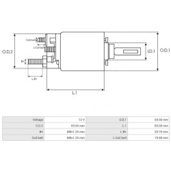 Solenoide para motor de arranque Lucas 26266F / 26268 / 26268A/H / 26268J/L / 26269