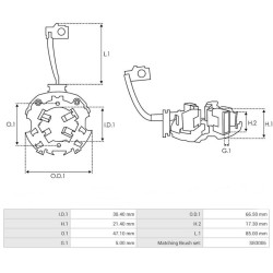 Porte balais pour démarreur Mitsuba SM402-03 / SM402-04 / SM402-05 / SM402-17