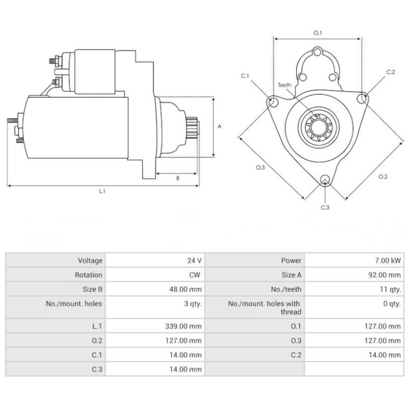 Anlasser ersetzt M9T86171 / M9T86171AM / 51262017261 MAN 7.0 kw