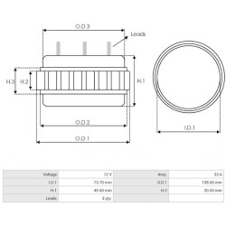 Stator pour alternateur Bosch 0120300528 / 0120300529 / 0120300538