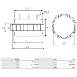 Stator pour alternateur Magneti marelli 63320289 / 63320317 / 63321237