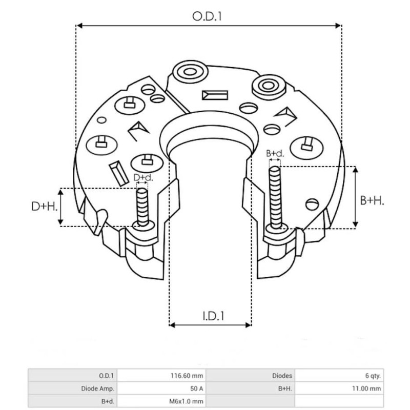 Piastra diodi per alternatore Denso 104210-3290 / 104210-3291
