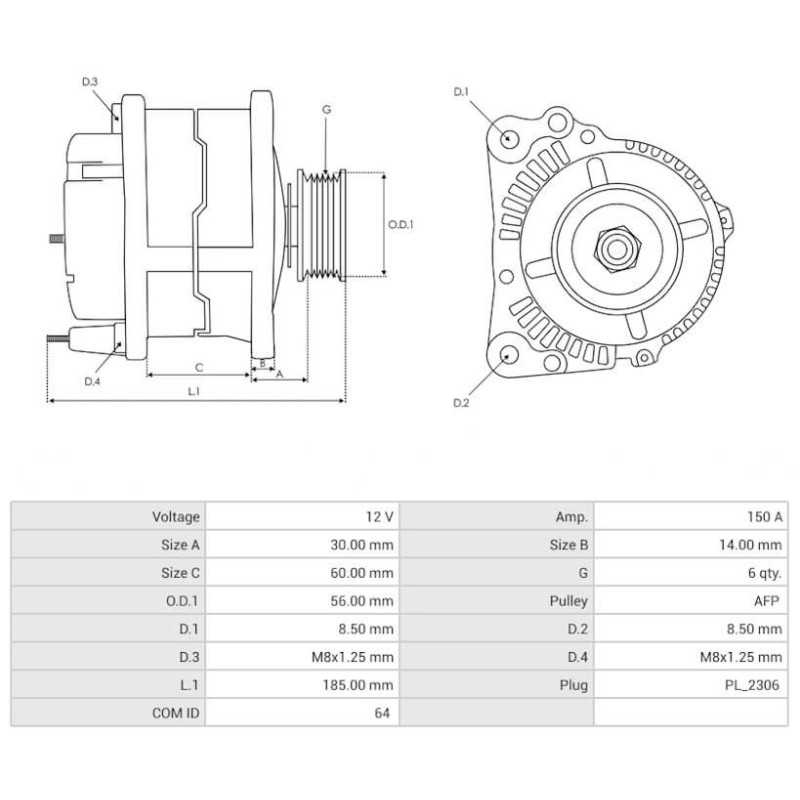 Alternator 0125711149 replacing 0125711035 / 0125711035 Audi 150A