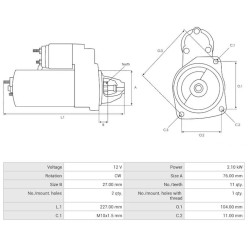 Motor de arranque 0001147424 / 0001147425 sustituye 12418612576 BMW