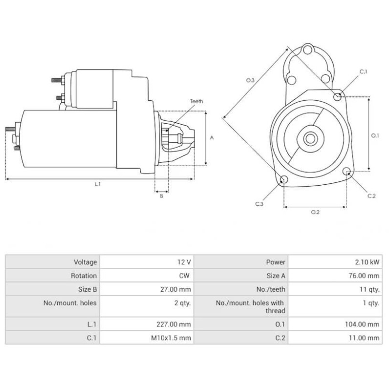 Anlasser 0001147424 / 0001147425 ersetzt 12418612576 BMW