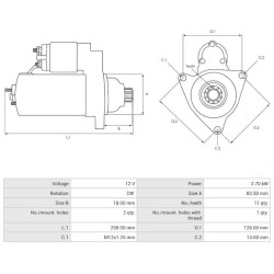 Motor de Arranque DENSO DSN1229 sustituye 228000-4930 / 228000-5340 Toyota 2.7 kw