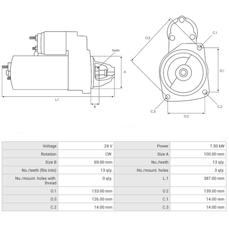 Anlasser ersetzt M003T95281 / M004T95681 / CST35654GS