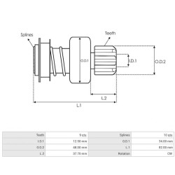 Béndix para motor de arranque Denso028000-3611 / 028000-7480 / 028000-7481