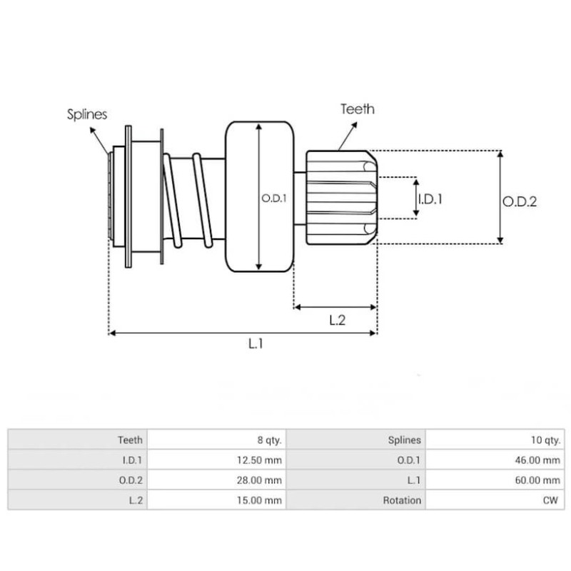 Ritzel für anlasser HITACHI S114-319 / S114-320 / S114-320A
