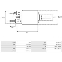 Solenoid for starter HITACHI S13-101 / S13-102