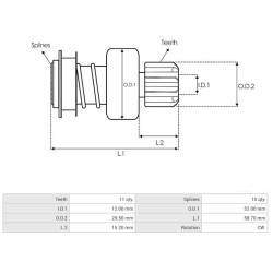 Lanceur pour démarreur Bosch 0001110017 / 0001110056 / 0001110999