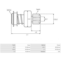 Ritzel für anlasser BOSCH 0001109025 / 0001109030 / 0001109033