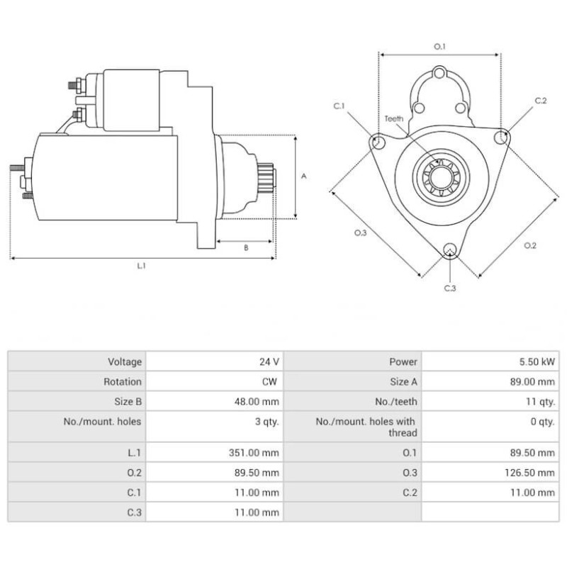 Motorino di avviamento Mistubishi M009T61471 / M009T61471AM sostituisce 7420732977