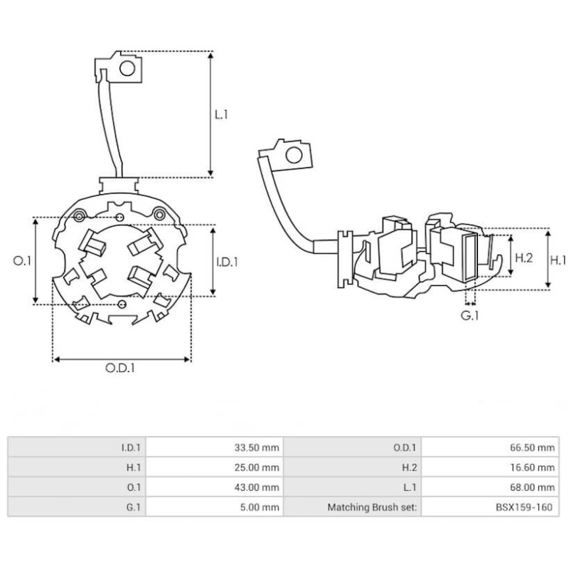 Portaspazzole per motorino di avviamento Bosch 0001107010 / 0001107013 / 0001107016