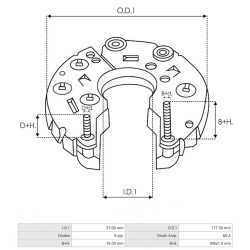 Pont de diode pour alternateur Delco remy 10442782 / 10442783 / 10464404