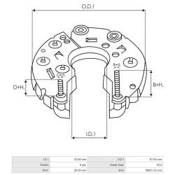 Rectificador para alternador Bosch 9120080041 / 9120080090