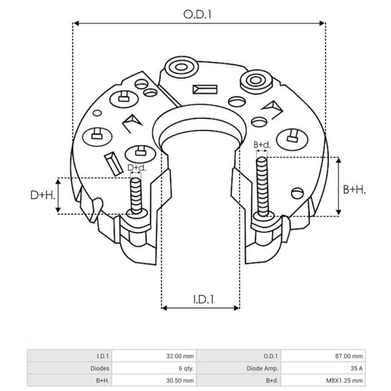 Piastra diodi per alternatore Bosch 9120080041 / 9120080090