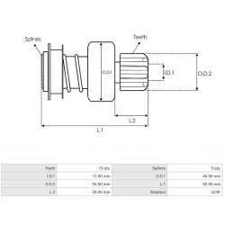 Drive for starter LUCAS 26607E / 26692 / 26696