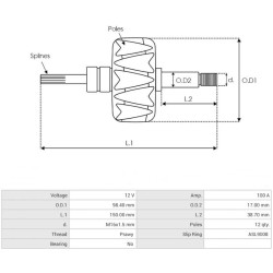 Läufer für lichtmaschine Bosch 0124415001 / 0124415002 / 0124415005