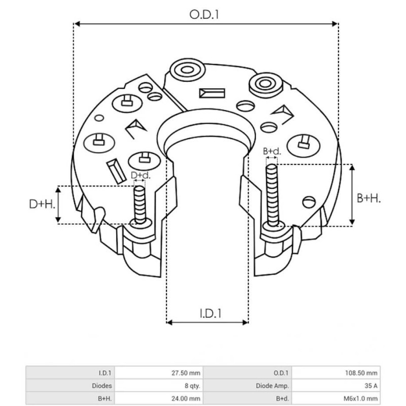 Piastra diodi per alternatore Denso 102211-61000