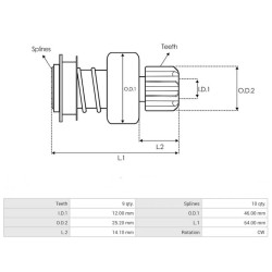 Lanceur pour démarreur Bosch 0001313003 / 0001313004 / 0001313005