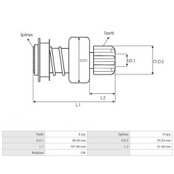 Ritzel für anlasser BOSCH 0001212206 / 0001212207 / 0001212210