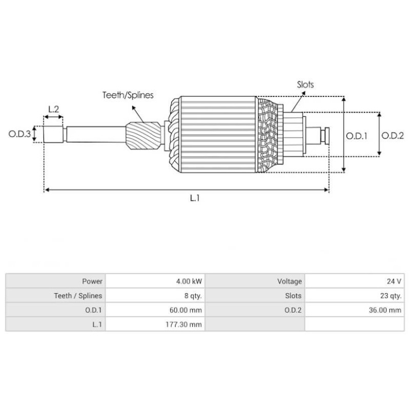 Anker für anlasser Delco remy 10461470 / 10479600 / 10479604