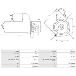 Starter replacing M2T85671 / M2T85672 / MHG020 / MHG023