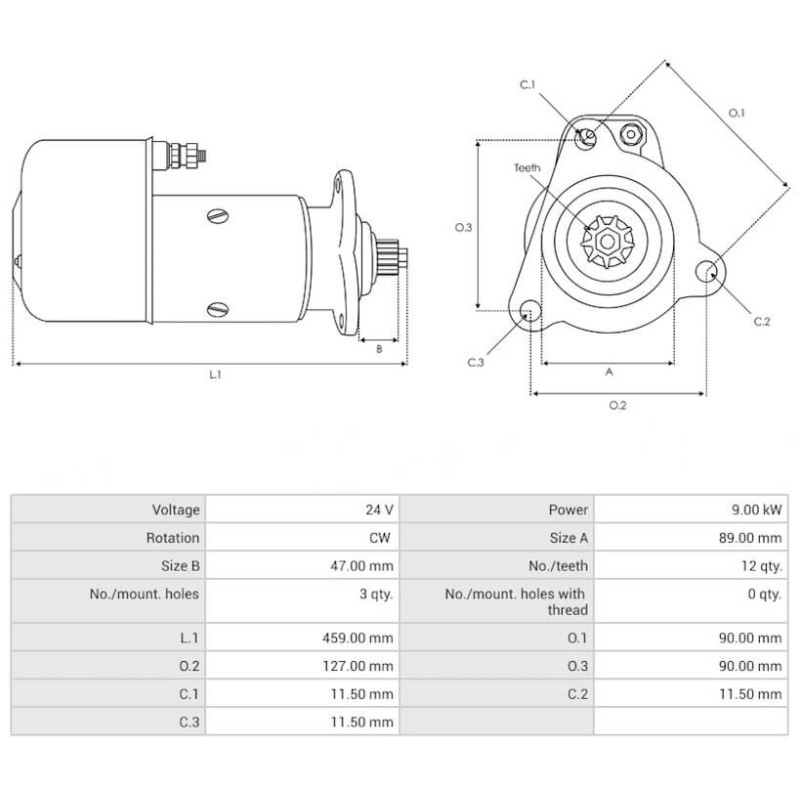 Motor de arranque sustituye 0001510028 / 77726640D Baudouin 9.0 kw
