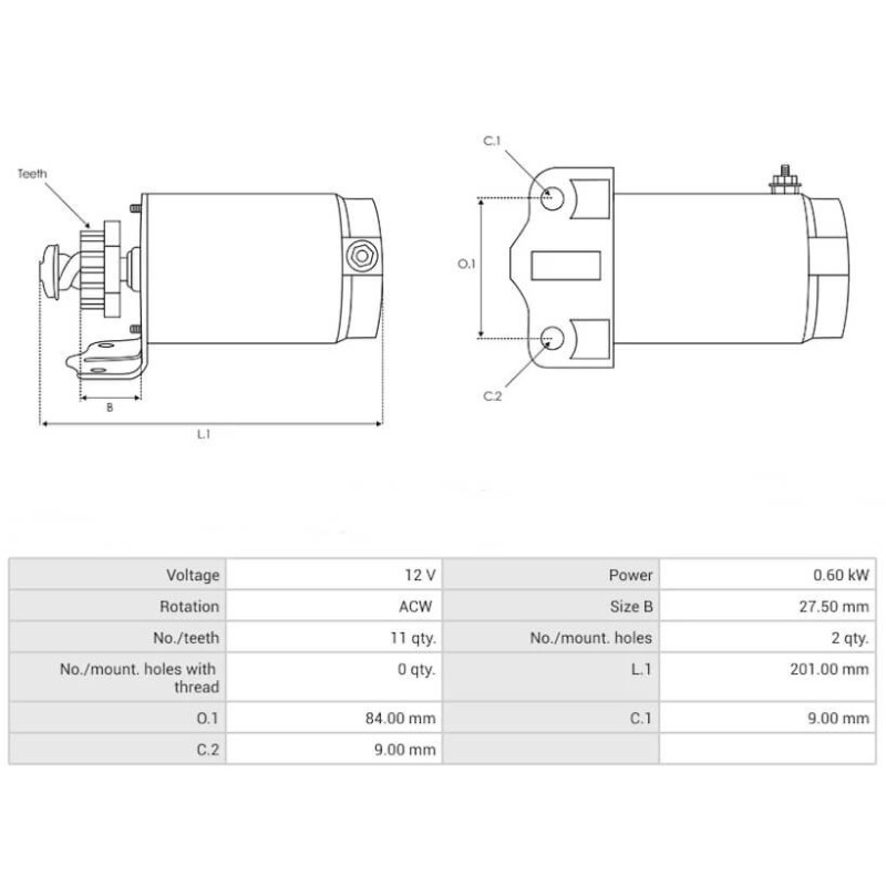 Motorino di avviamento equivalente S108-87A / S108-87AN / 6F5-81800-10 / 6F5-81800-10-00 / 6F5-81800-11