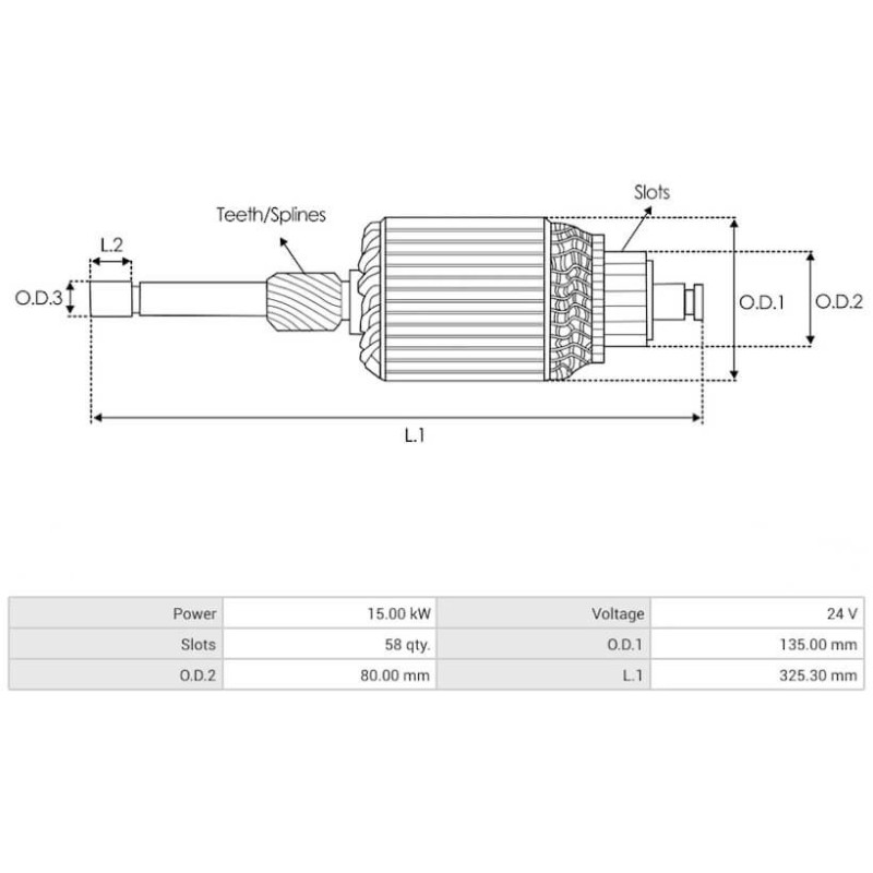 Anker für anlasser Bosch 0001601001 / 0001601007 / 0001601009