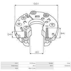 Rectificador para alternador Motorola 9AR3825L / 9AR3835L / 9AR6035L / 9AR6053L